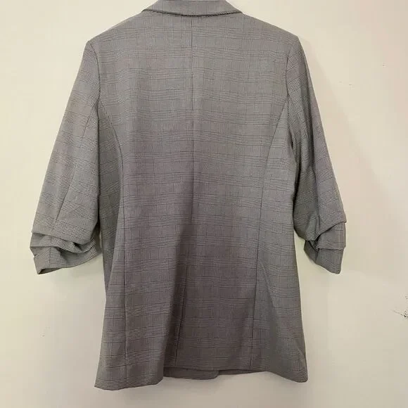 Maison d'Amelie Oversized Blazer XL Plaid Ruched Sleeve Preppy Academia - Picture 5 of 9